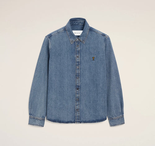 Paris Ami de Coeur indigo denim button down shirt heren