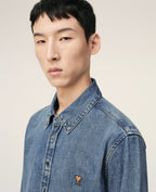 Paris Ami de Coeur indigo denim button down shirt heren