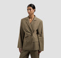 Asymmetric linen blazer