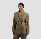 Asymmetric linen blazer