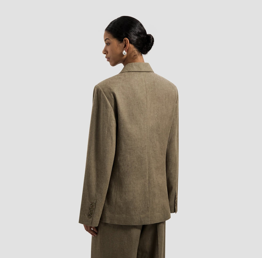 Asymmetric linen blazer