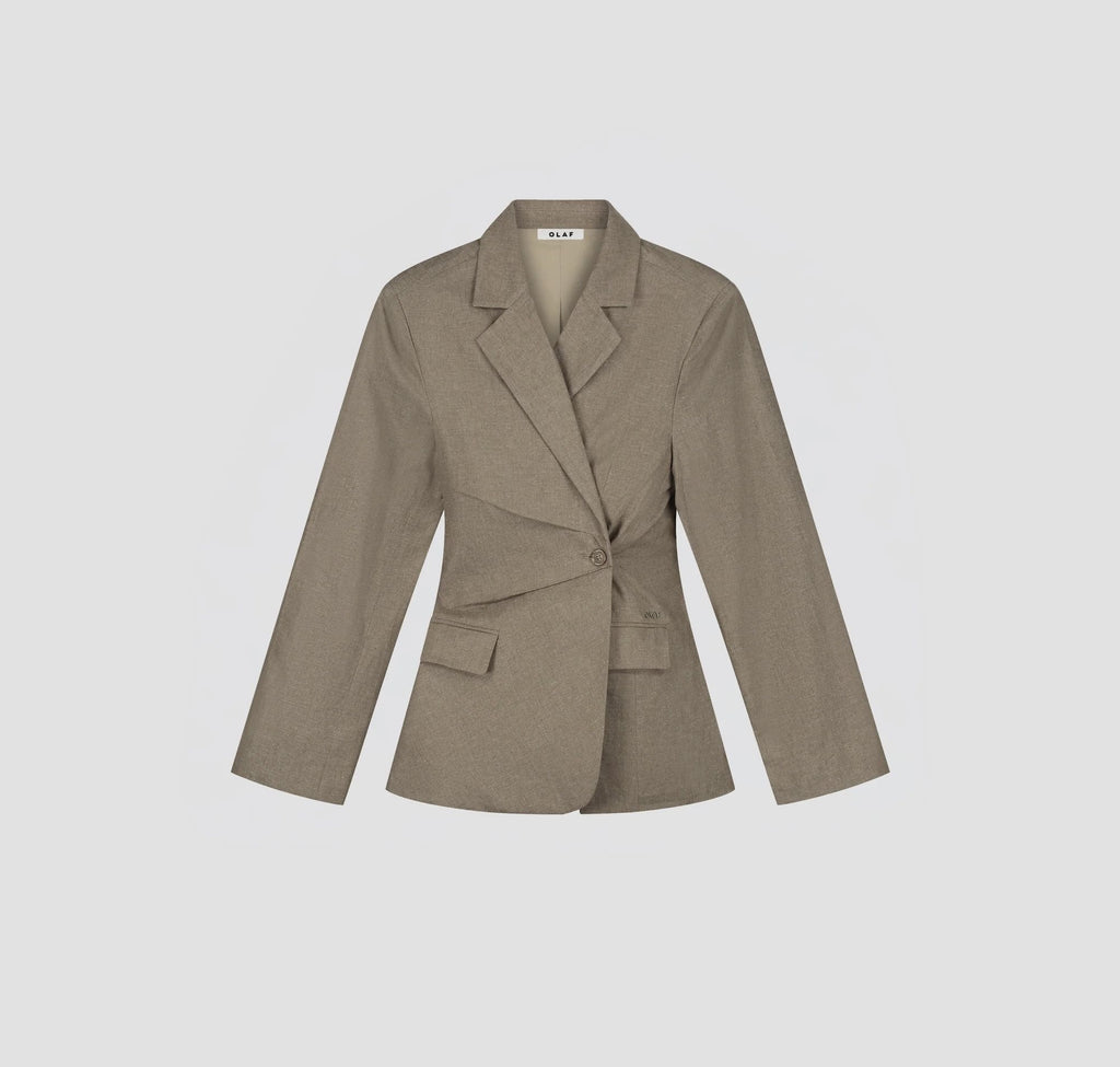 Asymmetric linen blazer