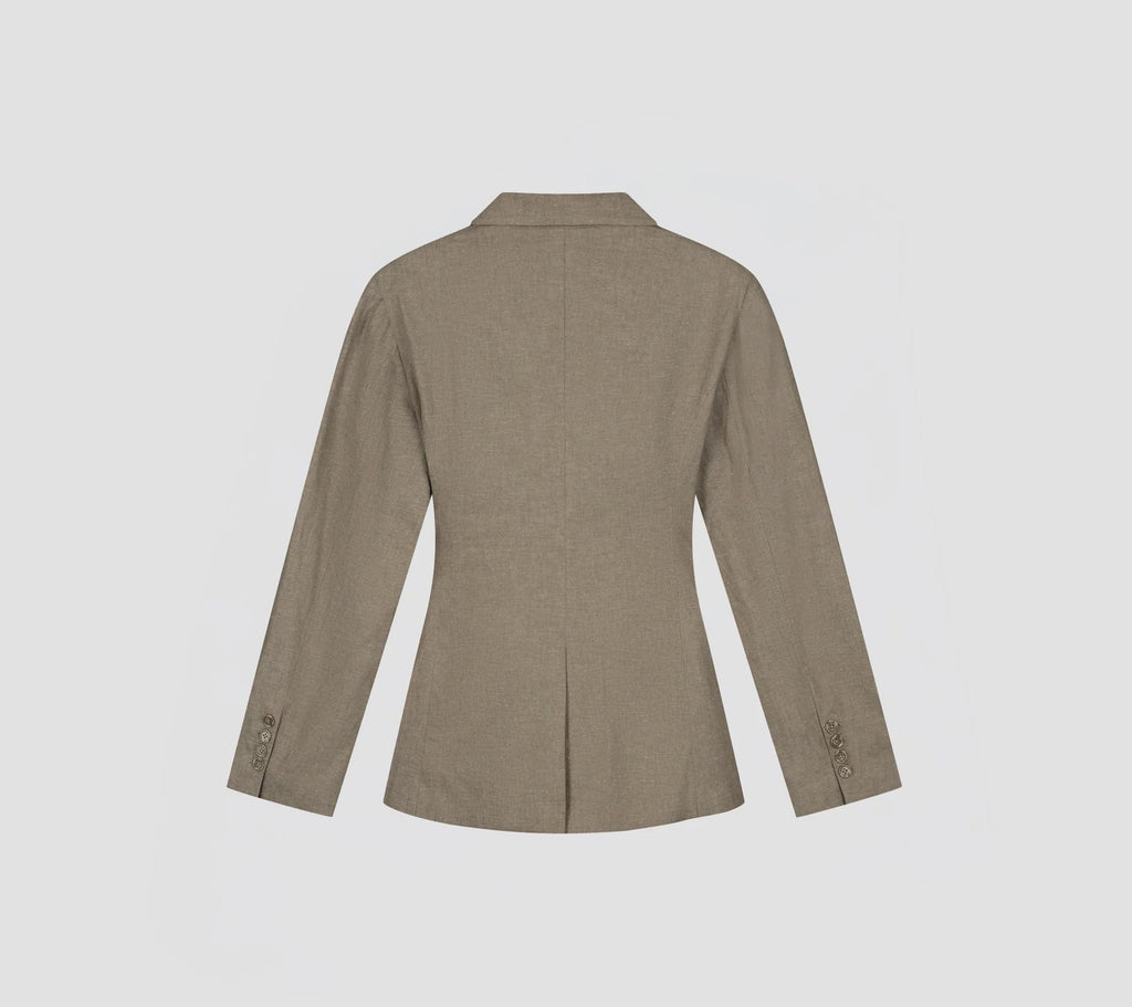 Asymmetric linen blazer