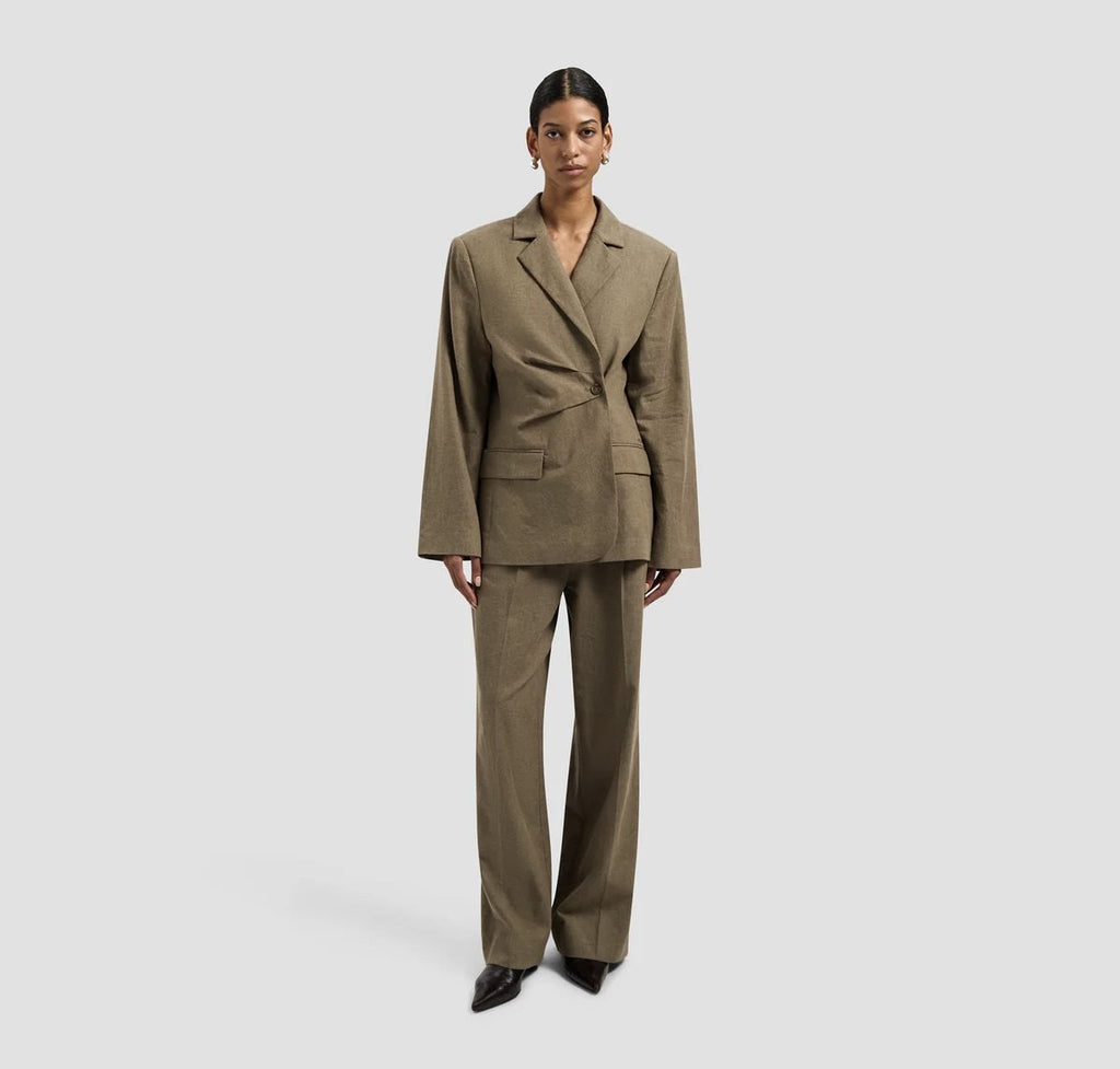 Asymmetric linen blazer