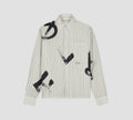 OLAF Brushstroke Logo Stripe Long Sleeve Shirt Charcoal White heren gestreept shirt met boxy fit