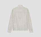 OLAF Brushstroke Logo Stripe Long Sleeve Shirt Charcoal White heren gestreept shirt met boxy fit