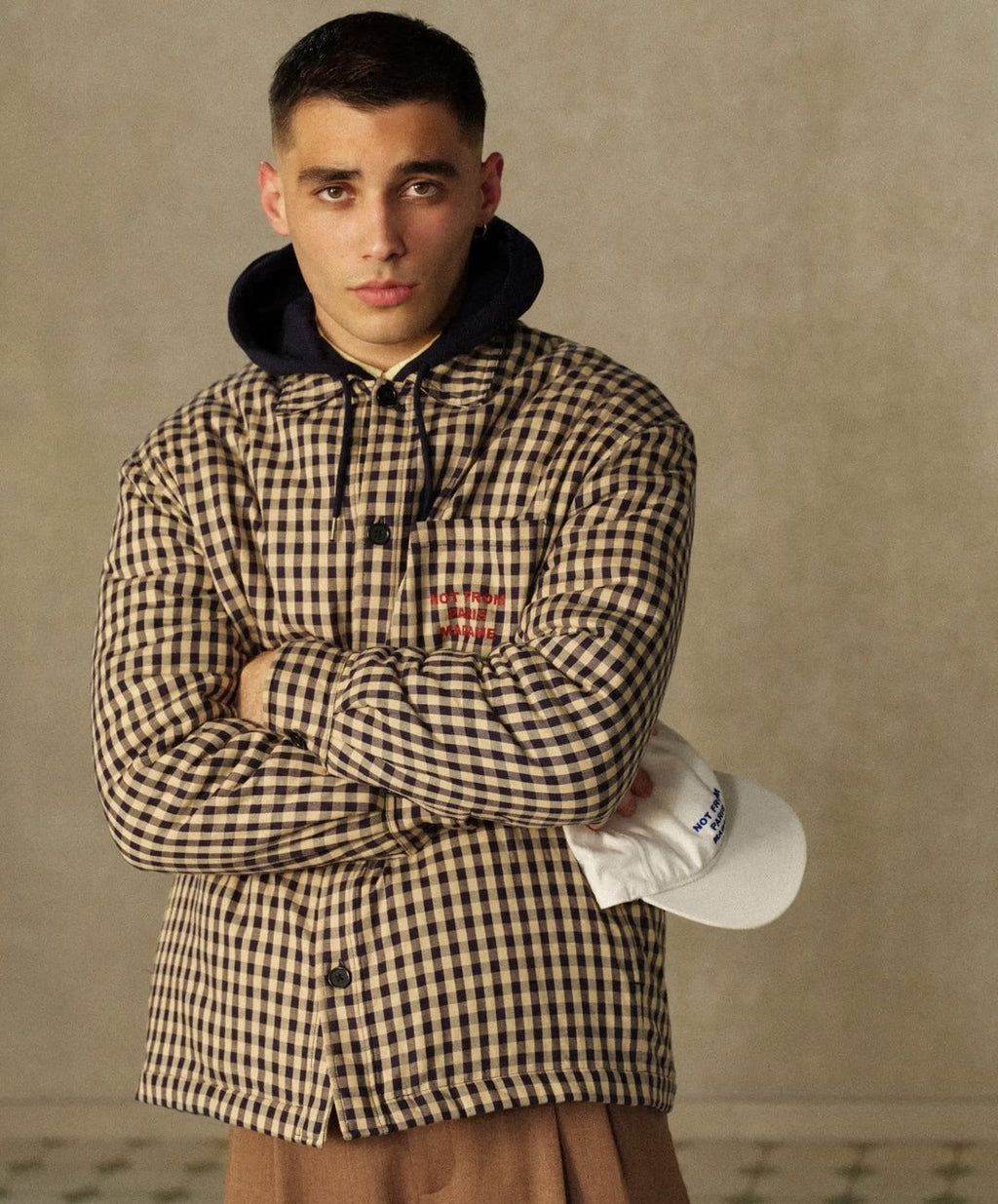 Check Overshirt With Slogan