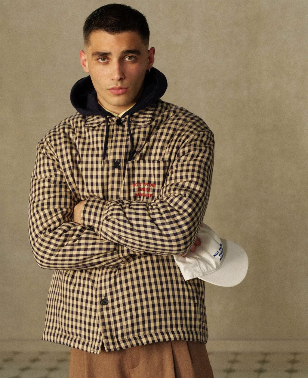 Check Overshirt With Slogan