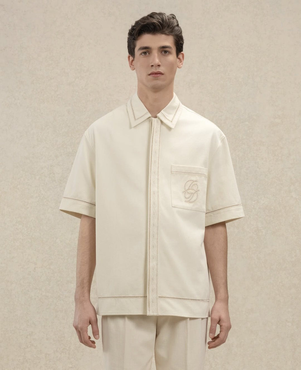 Chemise broderie miroir coton