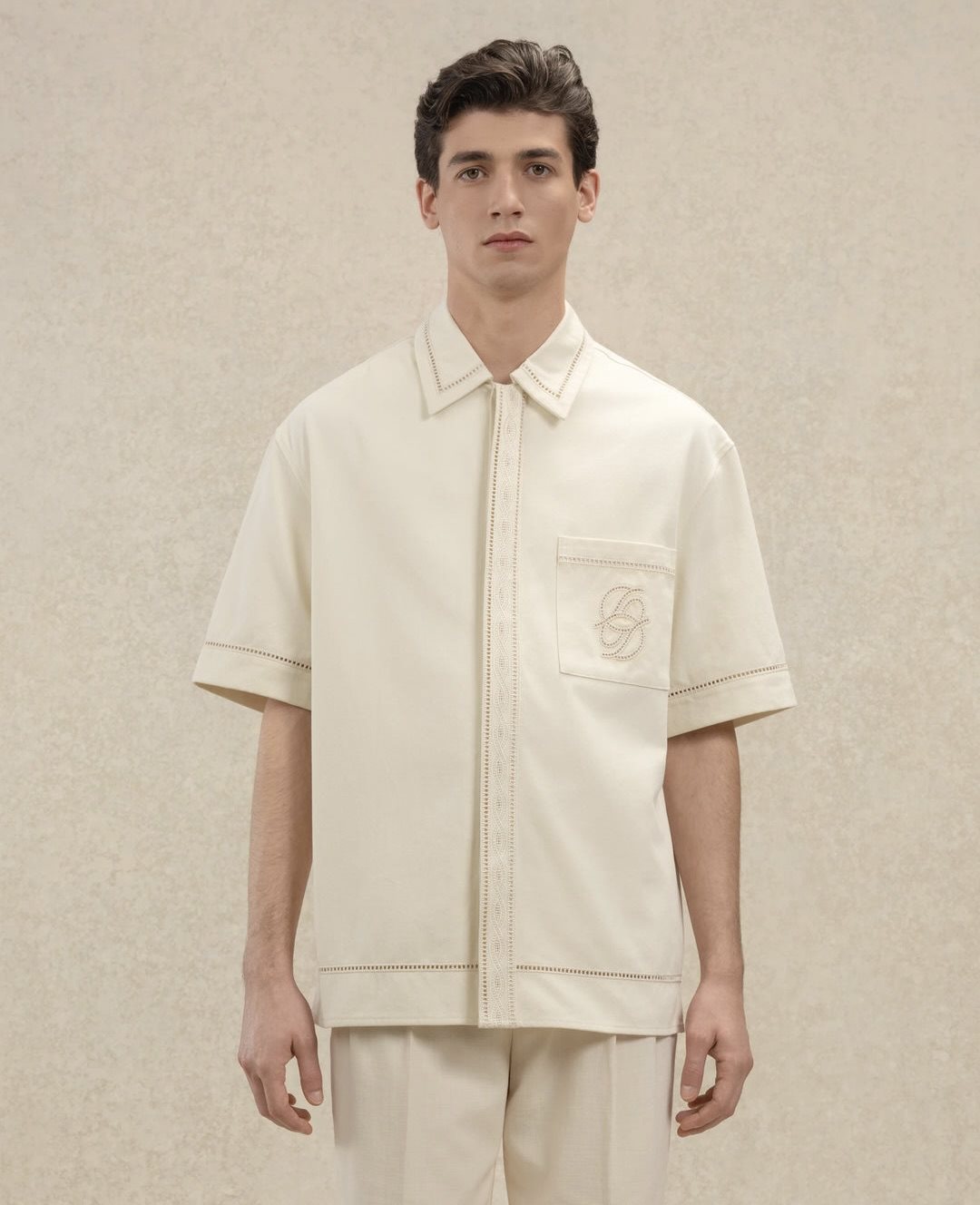 Chemise broderie miroir coton