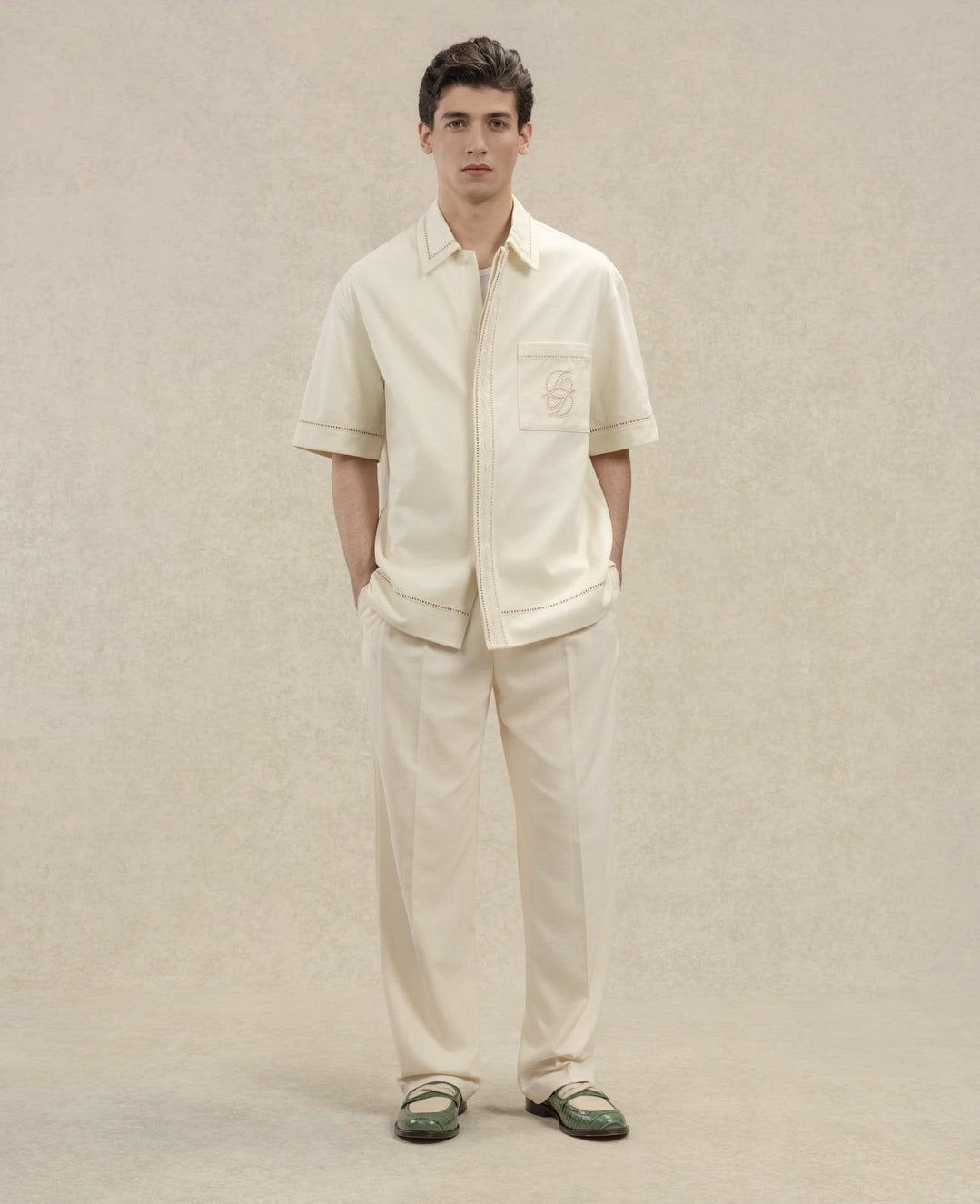 Chemise broderie miroir coton