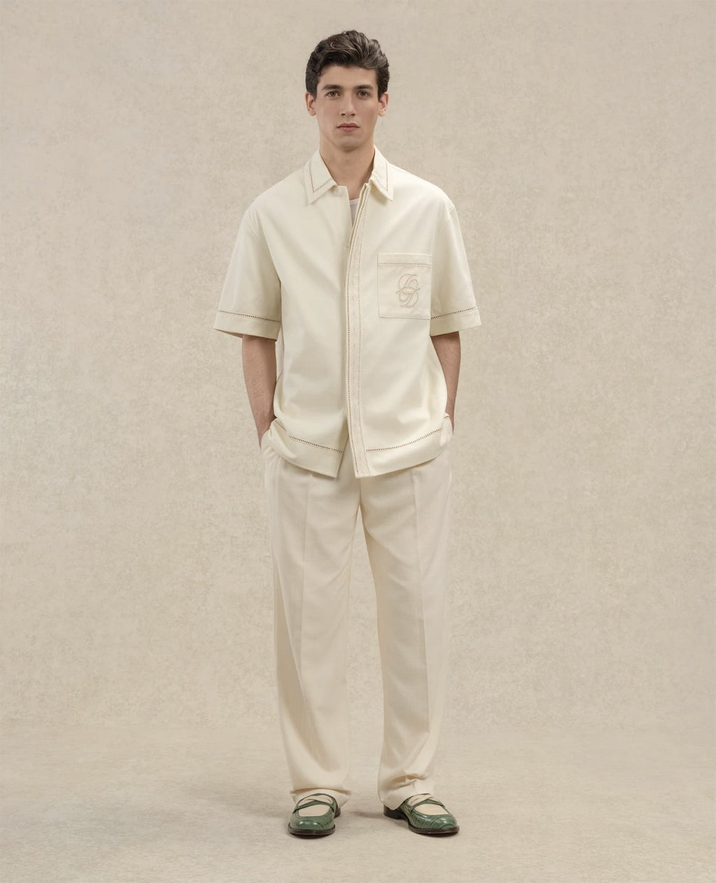 Chemise broderie miroir coton