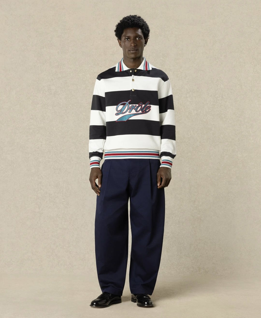 DRÔLE EMBROIDERED STRIPES POLO