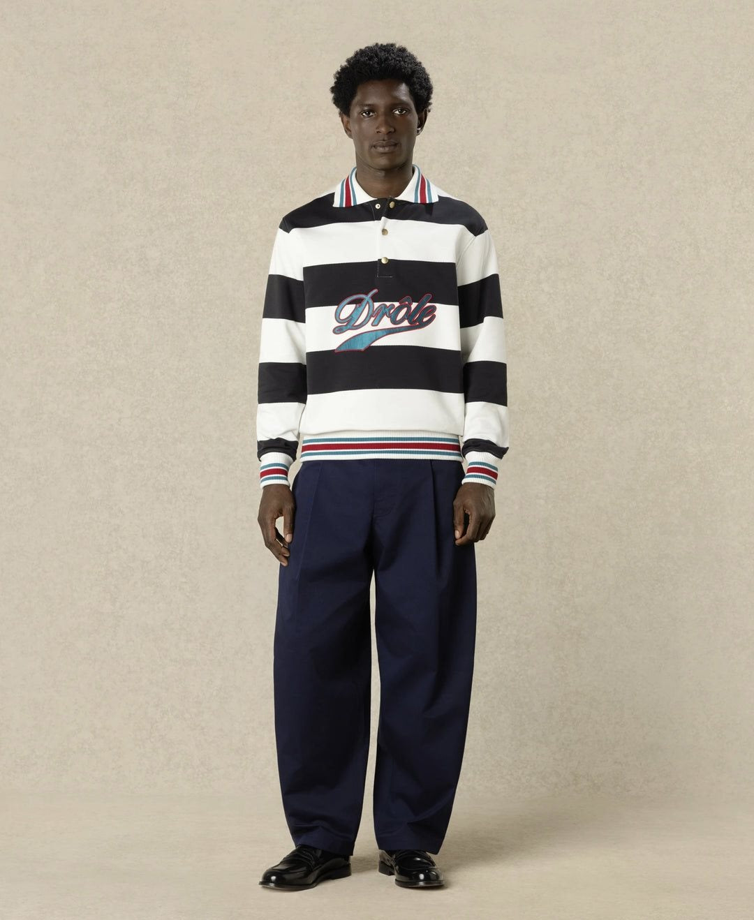DRÔLE EMBROIDERED STRIPES POLO