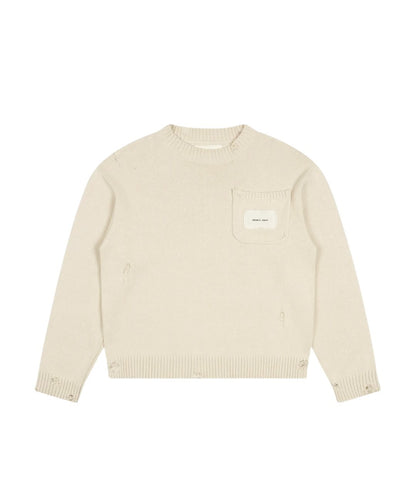 Distressed Chest Pocket Knit