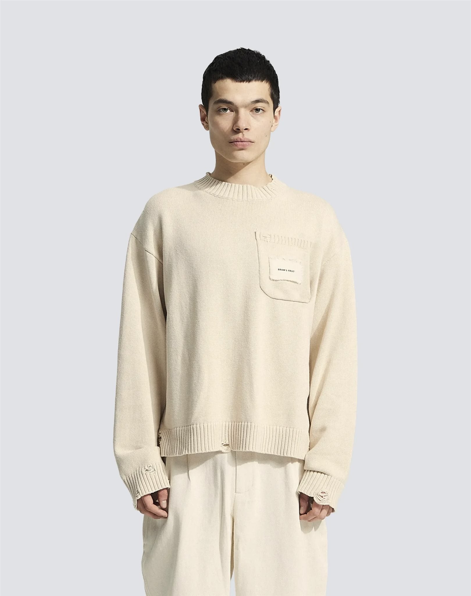 Distressed Chest Pocket Knit