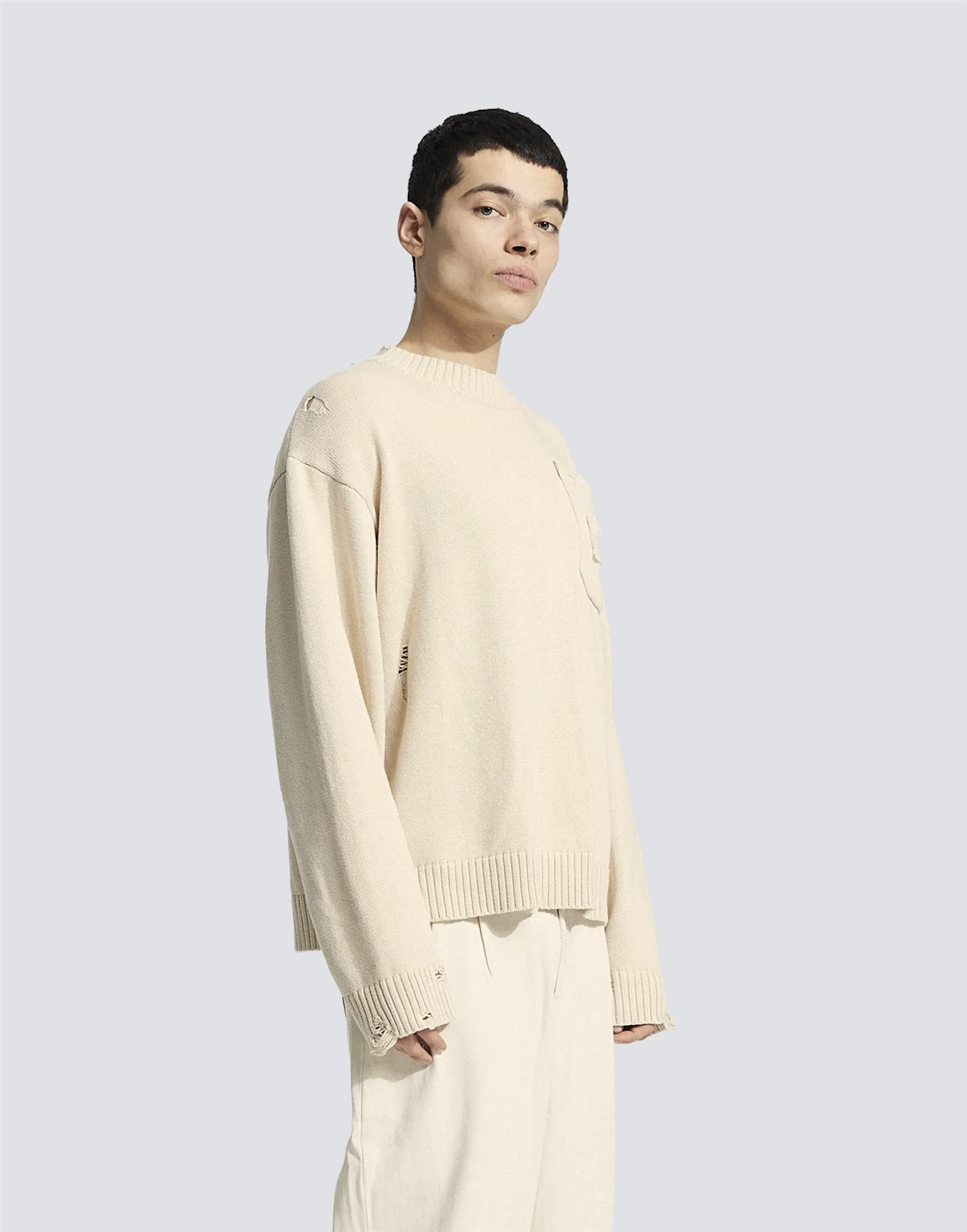 Distressed Chest Pocket Knit