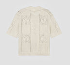 OLAF Logo Knit Polo Off-White heren gebreide polo met face logo en relaxed fit