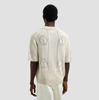 OLAF Logo Knit Polo Off-White heren gebreide polo met face logo en relaxed fit