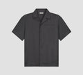 OLAF Linen Blend Short Sleeve Shirt Charcoal heren overhemd met korte mouwen van katoen-linnen