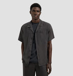 OLAF Linen Blend Short Sleeve Shirt Charcoal heren overhemd met korte mouwen van katoen-linnen
