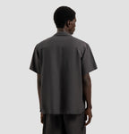 OLAF Linen Blend Short Sleeve Shirt Charcoal heren overhemd met korte mouwen van katoen-linnen