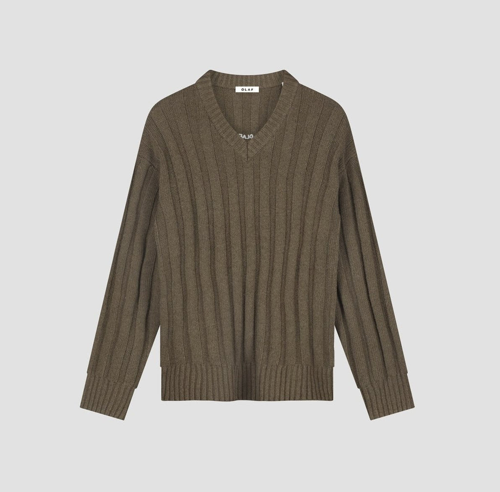 Ribbed Knitted V-Neck