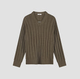 Ribbed Knitted V-Neck