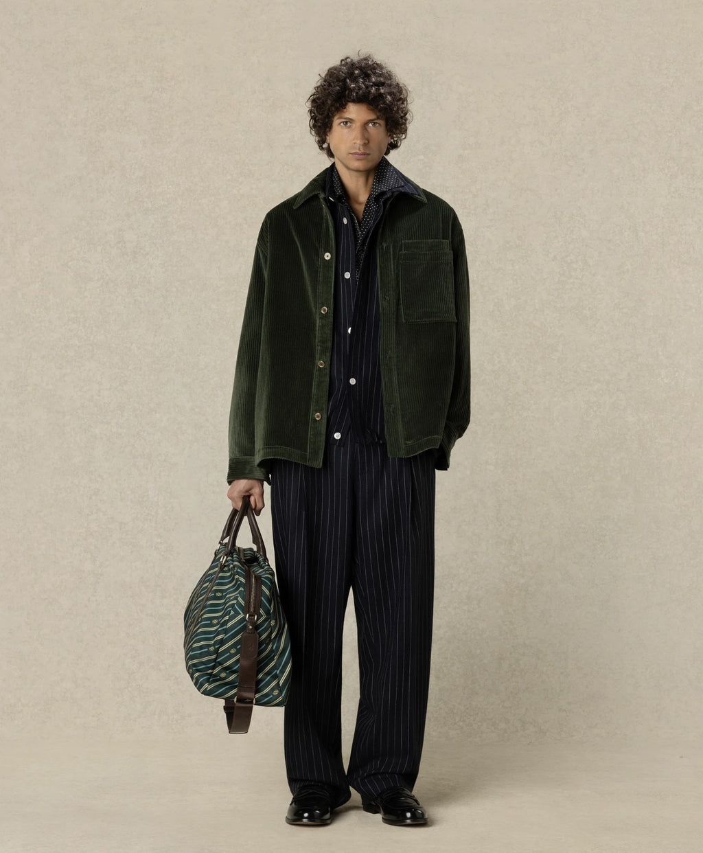 STRIPPED SINGLE PLEAT PANTS