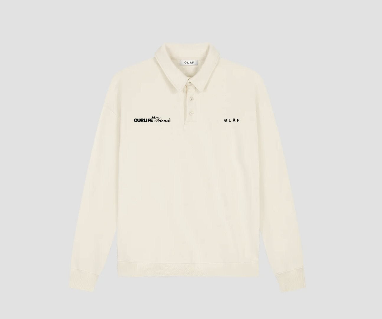 OLAF Script Friends Oversized Polo Off-White heren polo van organic cotton met geborduurd logo