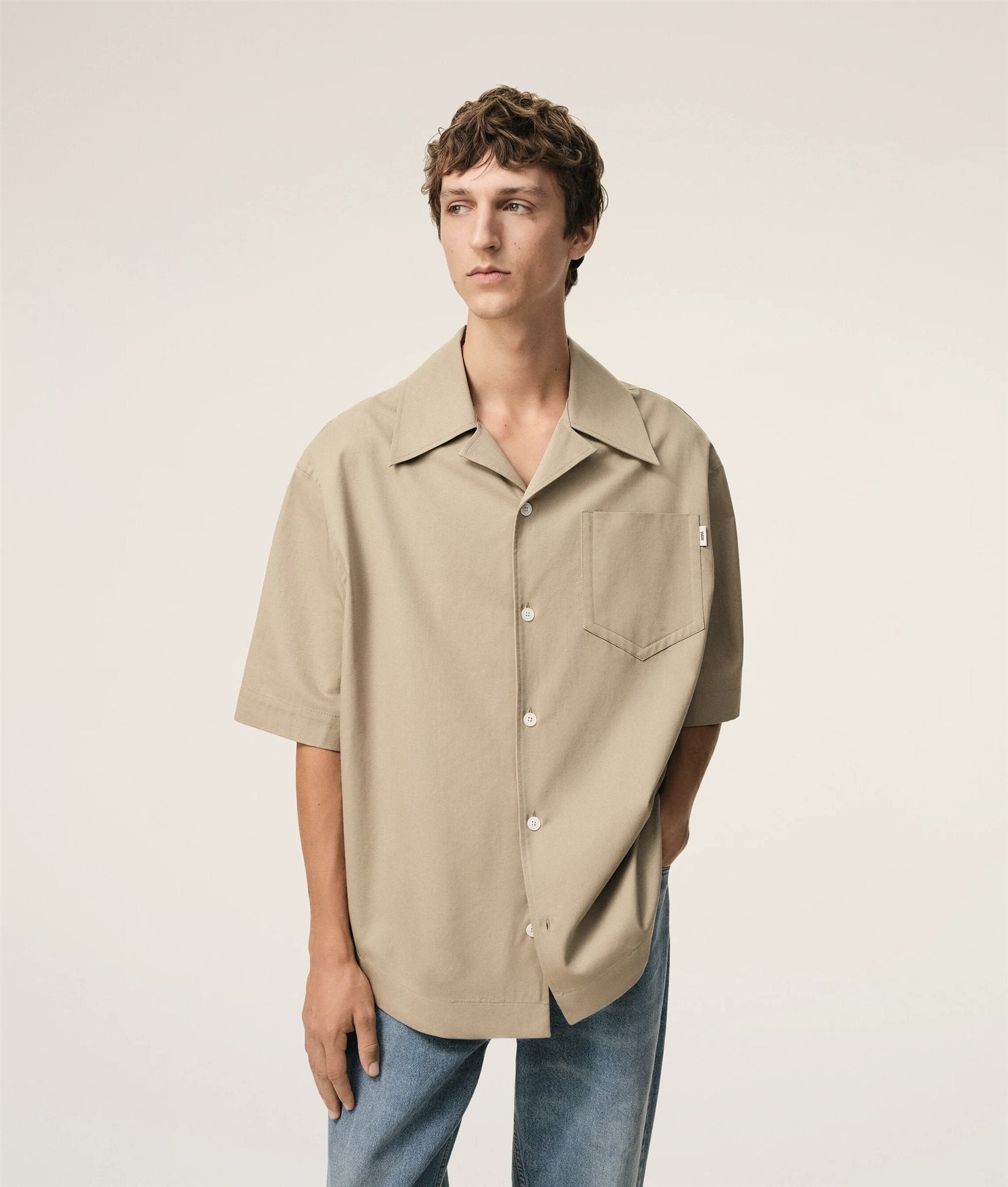 Short Sleeve Camp Collar Wide