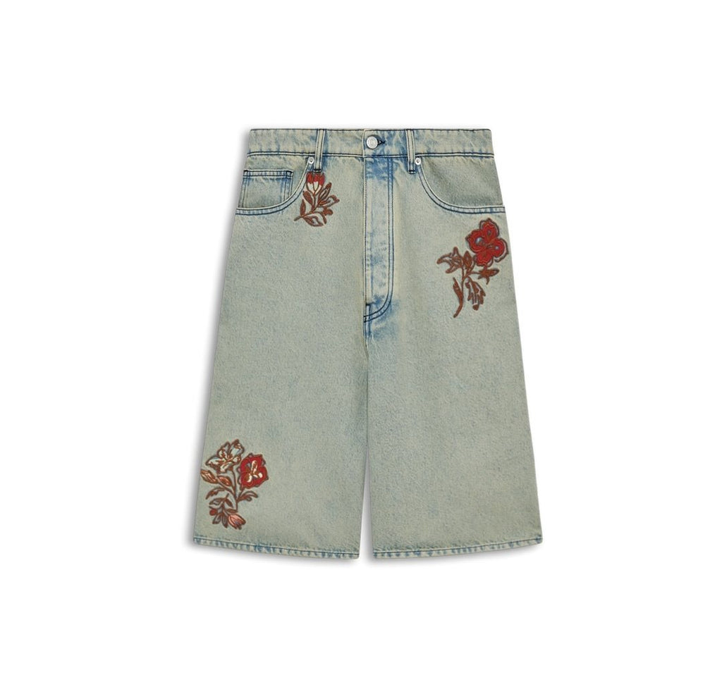 Short jean dusty brodé fleurs