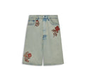 Short jean dusty brodé fleurs