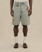Short jean dusty brodé fleurs