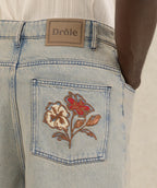 Short jean dusty brodé fleurs