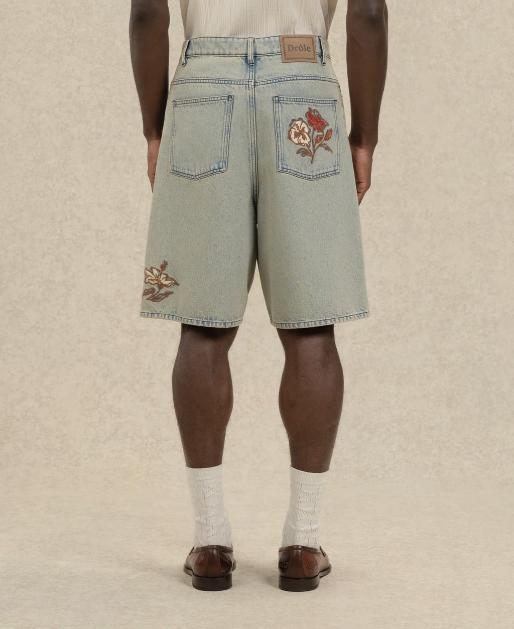 Short jean dusty brodé fleurs