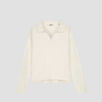 OLAF Knitted Polo Off White heren gebreide polo met rechte fit en polokraag