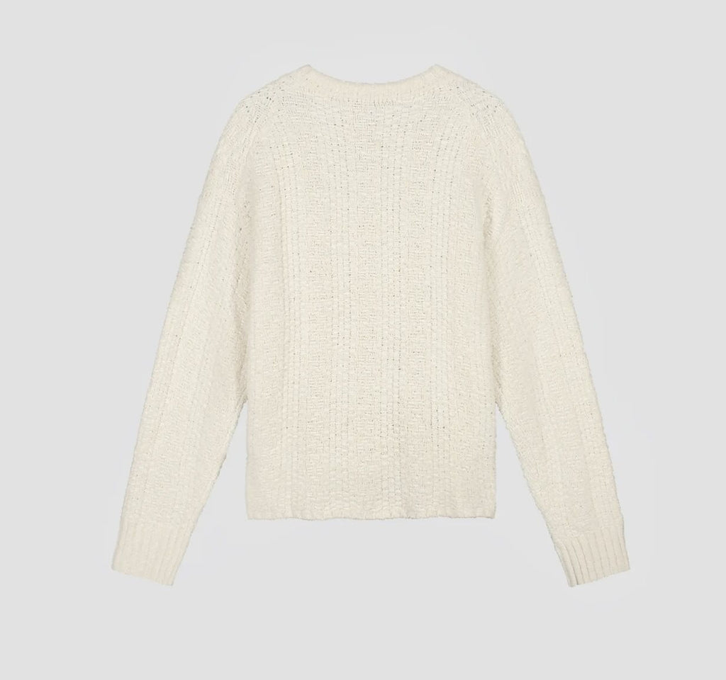 Textured Boxy Knitted Crewneck