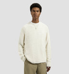 OLAF Textured Boxy Knitted Crewneck Off-White heren knit trui met boxy fit en subtiel logo