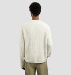 OLAF Textured Boxy Knitted Crewneck Off-White heren knit trui met boxy fit en subtiel logo