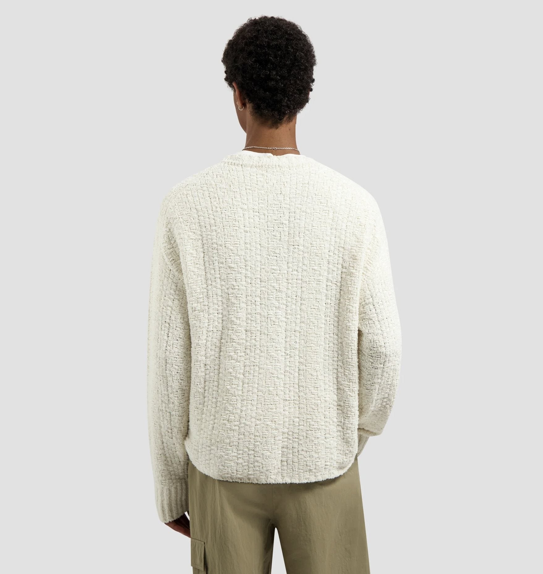 Textured Boxy Knitted Crewneck