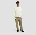 OLAF Textured Boxy Knitted Crewneck Off-White heren knit trui met boxy fit en subtiel logo