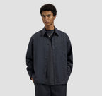OLAF Wool Blend Boxy Shirt Charcoal heren overshirt van lichte wolblend met boxy fit