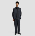 OLAF Wool Blend Boxy Shirt Charcoal heren overshirt van lichte wolblend met boxy fit