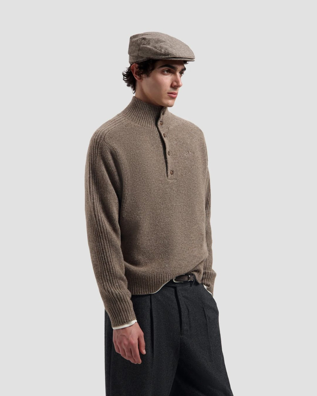 Wool Herringbone Flat Cap